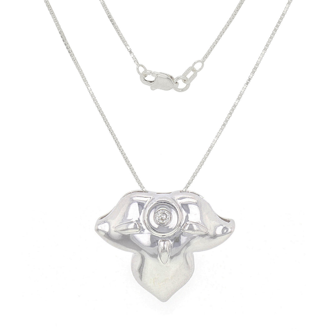 14k White Gold 0.02ctw Diamond Lucky Dream Angel Floating Pendant Necklace, 18
