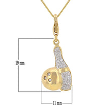 Load image into Gallery viewer, 14k Yellow Gold 0.20ctw Diamond Pave Bowling Pin &amp; Ball Pendant Necklace Set, 18&quot;