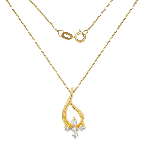 14k Yellow Gold 0.10ctw Diamond Petite Cross Pendant Necklace, 18