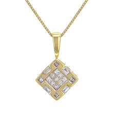 Load image into Gallery viewer, 14k Yellow Gold 0.52ctw Mixed Cut  Diamond Square Pendant Necklace, 18&quot;