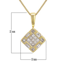 Load image into Gallery viewer, 14k Yellow Gold 0.52ctw Mixed Cut  Diamond Square Pendant Necklace, 18&quot;