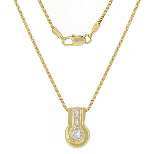 14k Yellow Gold 1/4ctw Diamond Bezel Slide Pendant Necklace, 18
