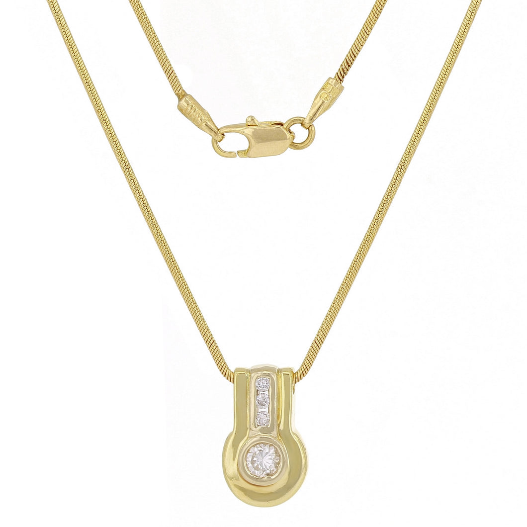 14k Yellow Gold 1/4ctw Diamond Bezel Slide Pendant Necklace, 18