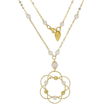 Load image into Gallery viewer, Italian 14k Yellow Gold White Pearl Magic Wire Sphere Pendant Y-Necklace, 18&quot;