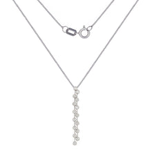 Load image into Gallery viewer, Italian 14k White Gold 0.90ctw Diamond Linear Drop Pendant Necklace, 18&quot;