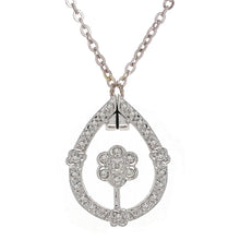 Load image into Gallery viewer, Italian 14k White Gold 0.22ctw Diamond Flower in a Pear Pendant Necklace, 18&quot;