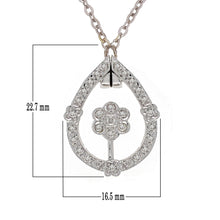 Load image into Gallery viewer, Italian 14k White Gold 0.22ctw Diamond Flower in a Pear Pendant Necklace, 18&quot;