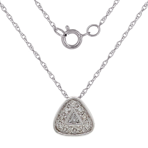 14k White Gold 0.20ctw Diamond Triangle Floating Necklace, 18