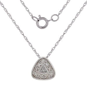 14k White Gold 0.20ctw Diamond Triangle Floating Necklace, 18"