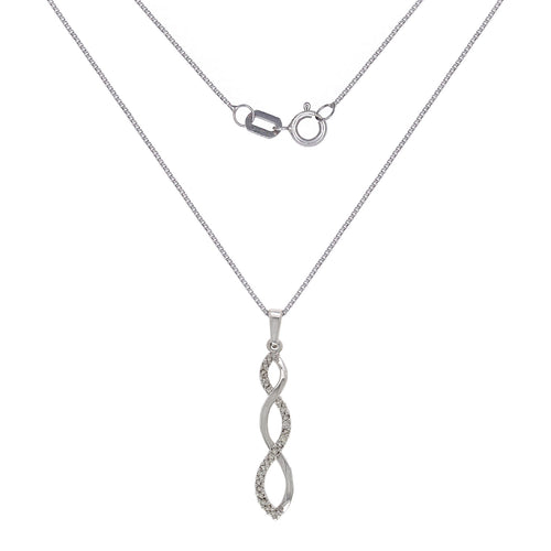 14k White Gold 1/4ctw Diamond Twist Pendant Necklace, 18