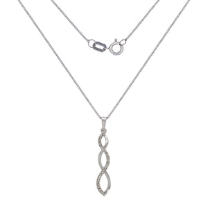 14k White Gold 1/4ctw Diamond Twist Pendant Necklace, 18"