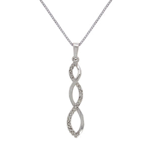 14k White Gold 1/4ctw Diamond Twist Pendant Necklace, 18"