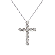 Load image into Gallery viewer, Italian 14k White Gold 1/2ctw Diamond Bezel Cross Pendant Necklace, 18&quot;