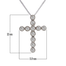 Load image into Gallery viewer, Italian 14k White Gold 1/2ctw Diamond Bezel Cross Pendant Necklace, 18&quot;