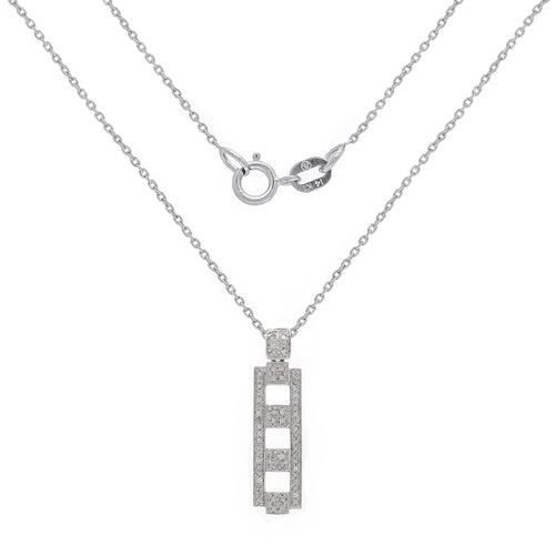 18k White Gold 0.32ctw Diamond Deco Style Pendant Necklace, 18