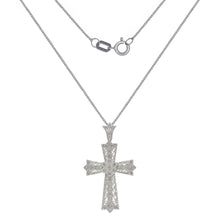 Load image into Gallery viewer, Italian 14k White Gold 1/3ctw Diamond Celtic Cross Pendant Necklace, 18&quot;