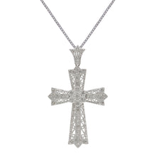 Load image into Gallery viewer, Italian 14k White Gold 1/3ctw Diamond Celtic Cross Pendant Necklace, 18&quot;
