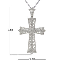 Load image into Gallery viewer, Italian 14k White Gold 1/3ctw Diamond Celtic Cross Pendant Necklace, 18&quot;