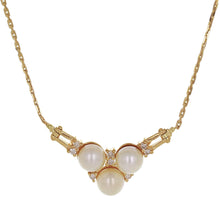 Load image into Gallery viewer, Italian 14k Yellow Gold 6mm White Cultured Pearl &amp; 0.20ctw Diamond Necklace, 18&quot;