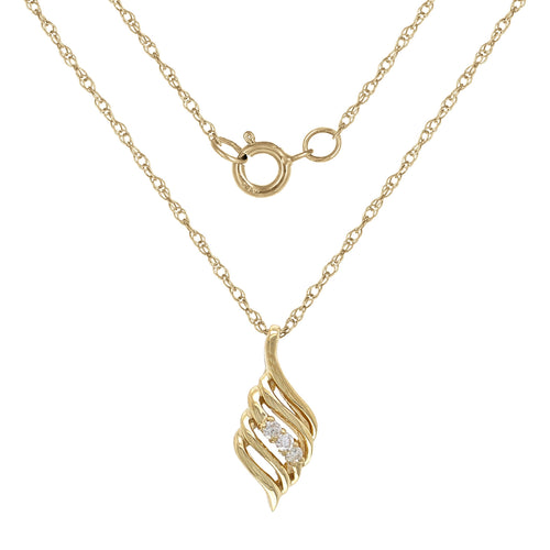 14k Yellow Gold 0.08ctw Diamond Anniversary 3 Stone Pendant Necklace, 18