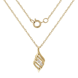 14k Yellow Gold 0.08ctw Diamond Anniversary 3 Stone Pendant Necklace, 18"