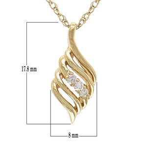 14k Yellow Gold 0.08ctw Diamond Anniversary 3 Stone Pendant Necklace, 18"