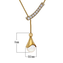 Load image into Gallery viewer, 14k Yellow Gold 1/2ctw Diamond &amp; 8.50mm White Cultured Pearl Lasso Necklace