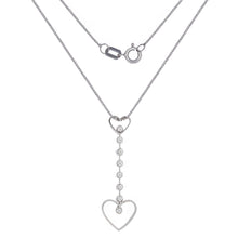 Load image into Gallery viewer, Italian 14k White Gold 1/4ctw Diamond Heart Linear Pendant Necklace, 18&quot;