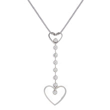 Load image into Gallery viewer, Italian 14k White Gold 1/4ctw Diamond Heart Linear Pendant Necklace, 18&quot;