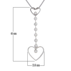 Italian 14k White Gold 1/4ctw Diamond Heart Linear Pendant Necklace, 18"