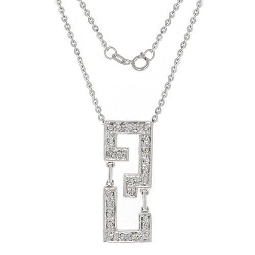14k White Gold 0.18ctw Diamond Geometric Pendant Necklace, 18