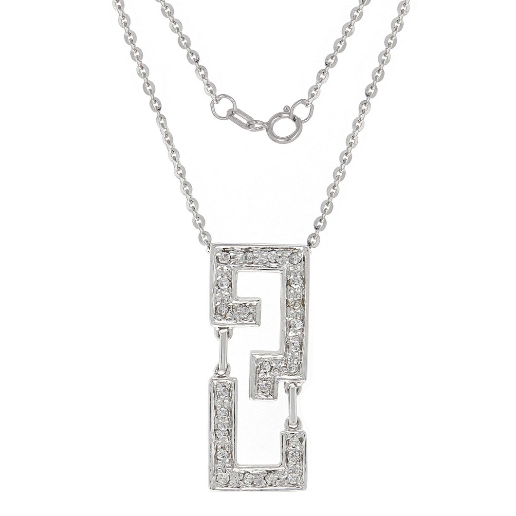 14k White Gold 0.18ctw Diamond Geometric Pendant Necklace, 18