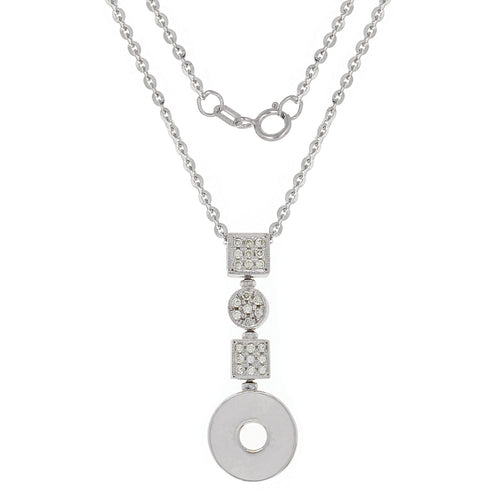 Italian 14k White Gold 1/4ctw Diamond Linear Geometric Pendant Necklace, 18