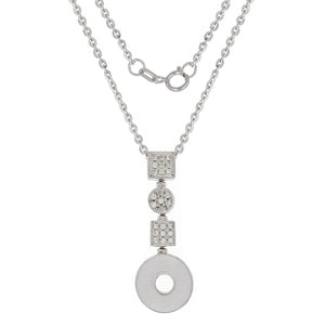 Italian 14k White Gold 1/4ctw Diamond Linear Geometric Pendant Necklace, 18"