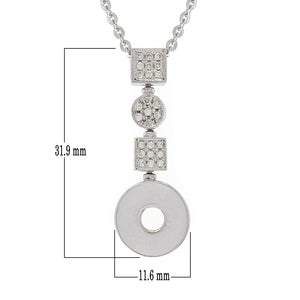 Italian 14k White Gold 1/4ctw Diamond Linear Geometric Pendant Necklace, 18"
