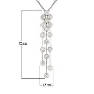 14k White Gold 0.80ctw Diamond Triple Linear Strand Pendant Necklace, 18"