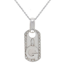 Load image into Gallery viewer, 14k White Gold 1/4ctw Diamond Masonic G Dog Tag Pendant Necklace, 18&quot;