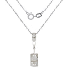 Load image into Gallery viewer, Italian 14k White Gold 1/3ctw Diamond Padlock Dangle Pendant Necklace, 18&quot;