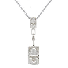 Load image into Gallery viewer, Italian 14k White Gold 1/3ctw Diamond Padlock Dangle Pendant Necklace, 18&quot;