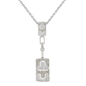 Italian 14k White Gold 1/3ctw Diamond Padlock Dangle Pendant Necklace, 18"