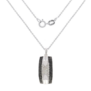 Italian 14k White Gold 0.79ctw Black & White Diamond Pave Pendant Necklace, 18"