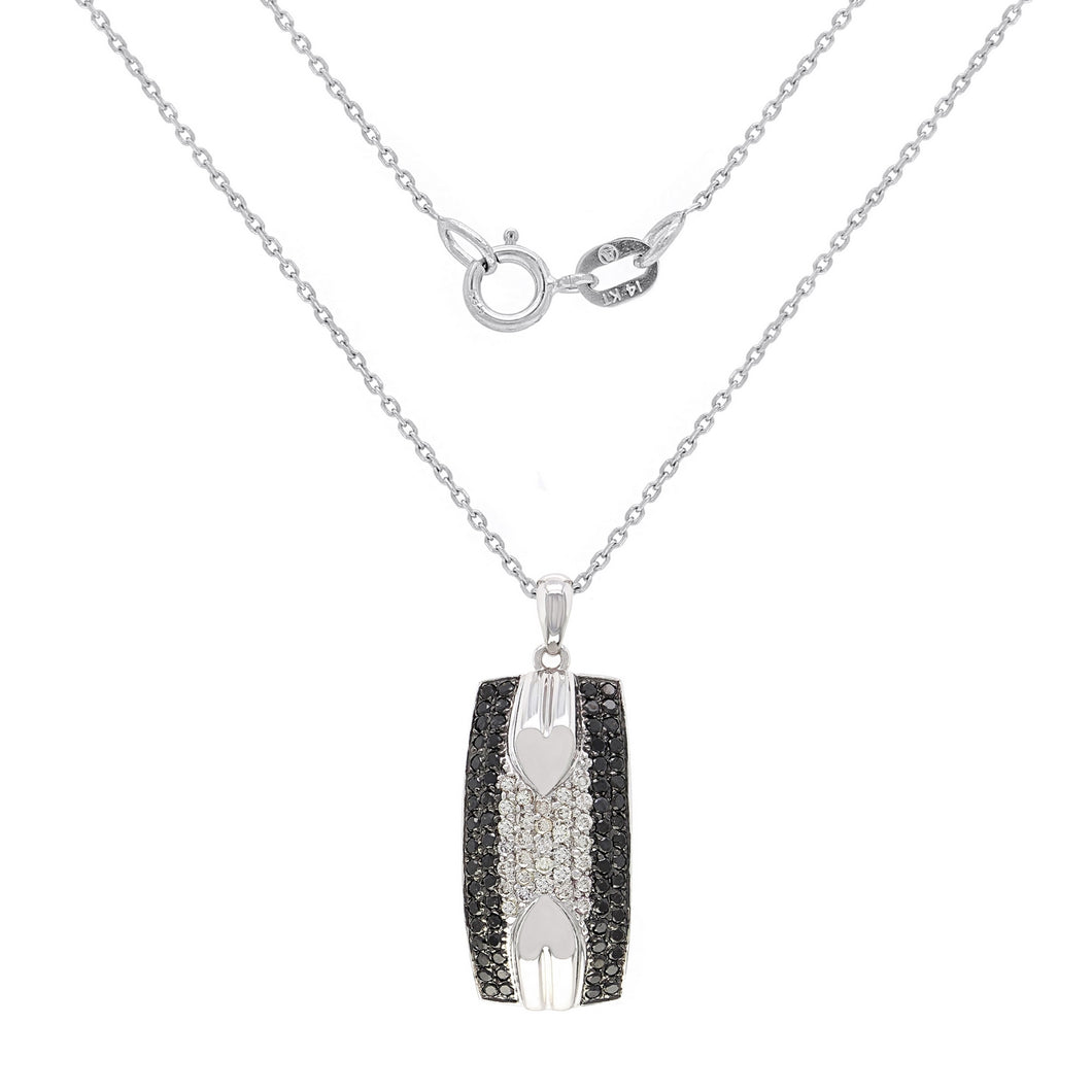 Italian 14k White Gold 0.79ctw Black & White Diamond Pave Pendant Necklace, 18