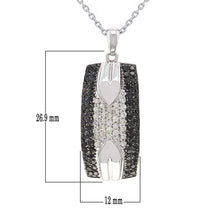 Load image into Gallery viewer, Italian 14k White Gold 0.79ctw Black &amp; White Diamond Pave Pendant Necklace, 18&quot;