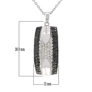Italian 14k White Gold 0.79ctw Black & White Diamond Pave Pendant Necklace, 18"