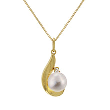 Load image into Gallery viewer, Italian 14k Yellow Gold 0.03ctw Diamond &amp; 7mm White Cultured Pearl Necklace, 18&quot;