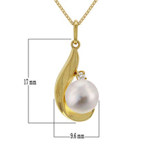 Load image into Gallery viewer, Italian 14k Yellow Gold 0.03ctw Diamond &amp; 7mm White Cultured Pearl Necklace, 18&quot;