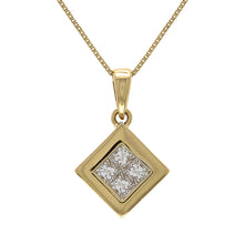 Load image into Gallery viewer, 14k Yellow Gold 0.40ctw Princess Diamond Square Pendant Necklace, 18&quot;
