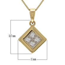 Load image into Gallery viewer, 14k Yellow Gold 0.40ctw Princess Diamond Square Pendant Necklace, 18&quot;