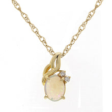 Load image into Gallery viewer, 14k Yellow Gold 8x6.5mm White Opal &amp; 0.05ctw Diamond Pendant Necklace, 18&quot;