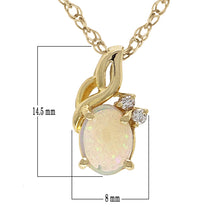 Load image into Gallery viewer, 14k Yellow Gold 8x6.5mm White Opal &amp; 0.05ctw Diamond Pendant Necklace, 18&quot;